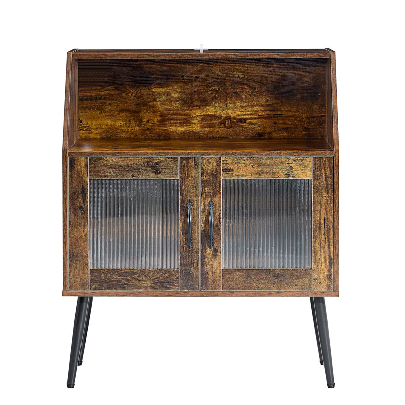 Glass Door Sideboard, Sideboard, Brown