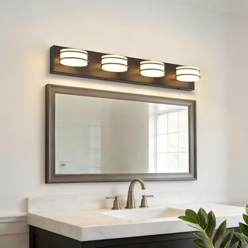 4-Light Dimmable LED Vanity Light Fixtures over Mirror with 3 Colour Temperatures （3000K/4000K/5500K)