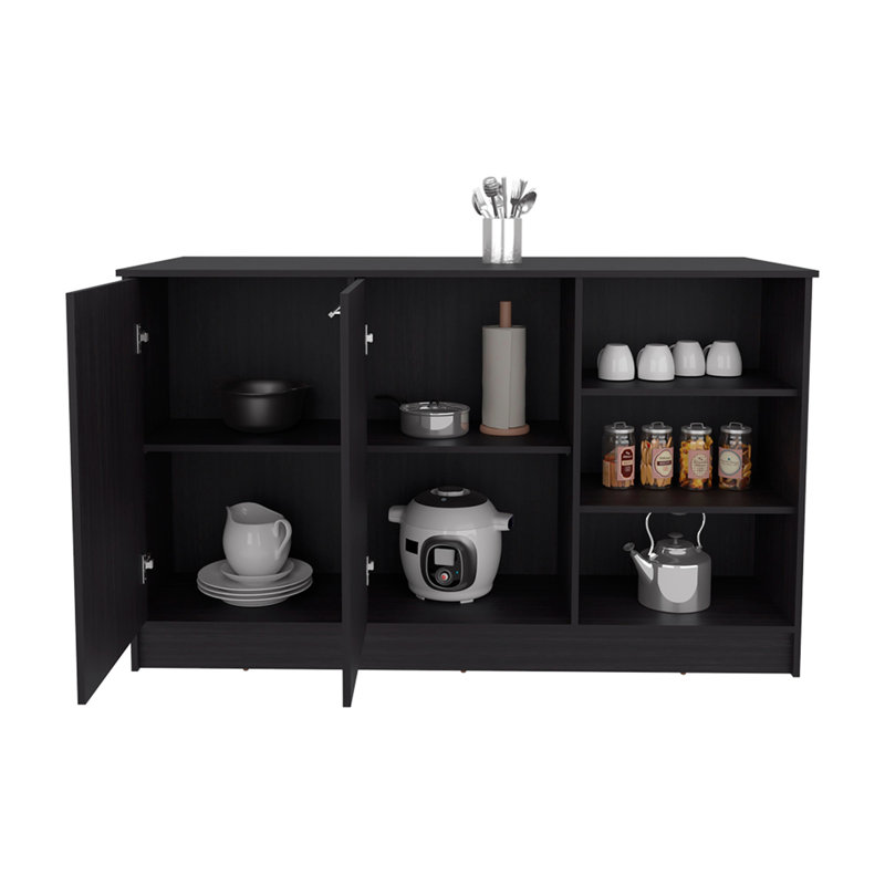 Îlot de cuisine Leoti, Cuisine, Black, 35.66" H x 26.37" W x 59.05" D