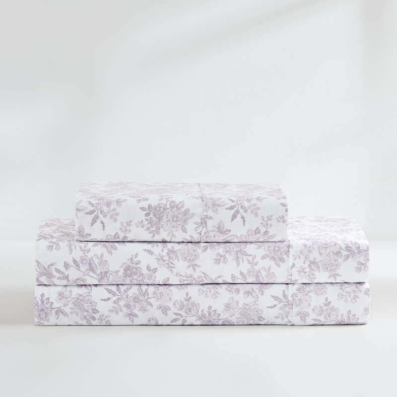 Ensemble de draps pivoine mauve, Twin Extra Long Sheet Set with 2 Pilowcases