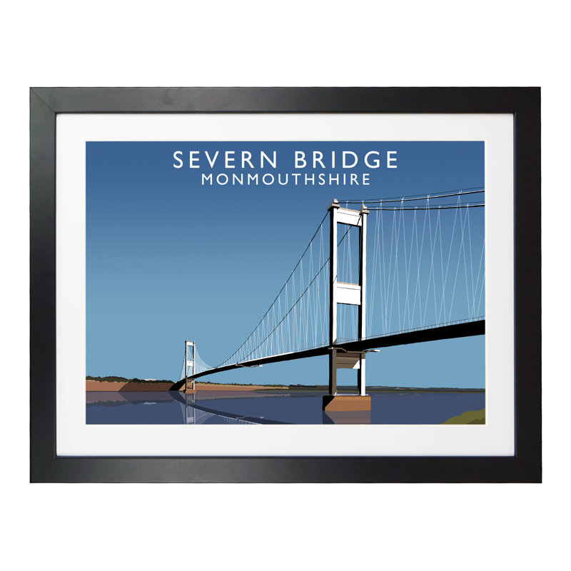 'Severn Bridge' by Richard O'Neil - Print, 33.5 cm H x 43.5 cm W x 2.2 cm D, Black Wood Frame