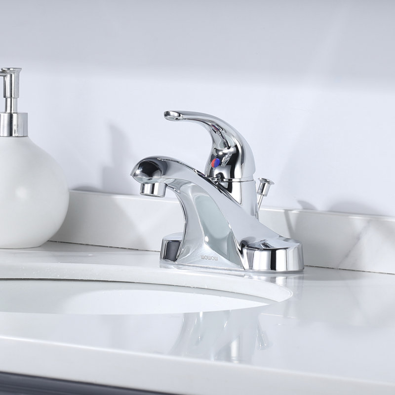 Centerset Single-handle Bathroom Faucet with Drain Assembly, Chrome