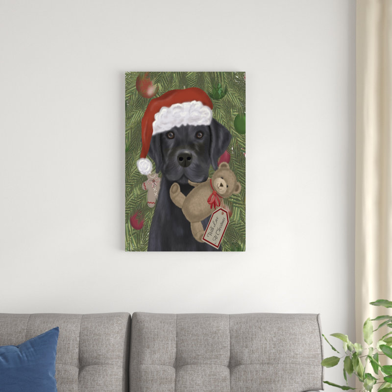 " Christmas Black Labrador And Teddy " by Fab Funky, 30" H x 20" W