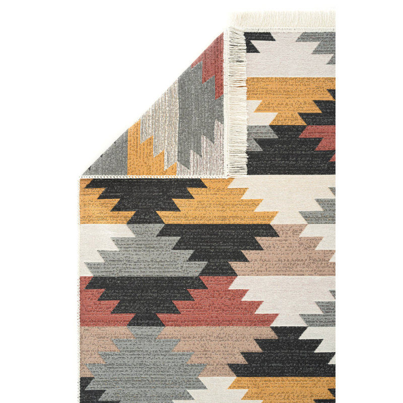Aftandil Geometric and Trellis Cotton Indoor / Outdoor Area Rug, Rectangle 2'7" x 4'11"