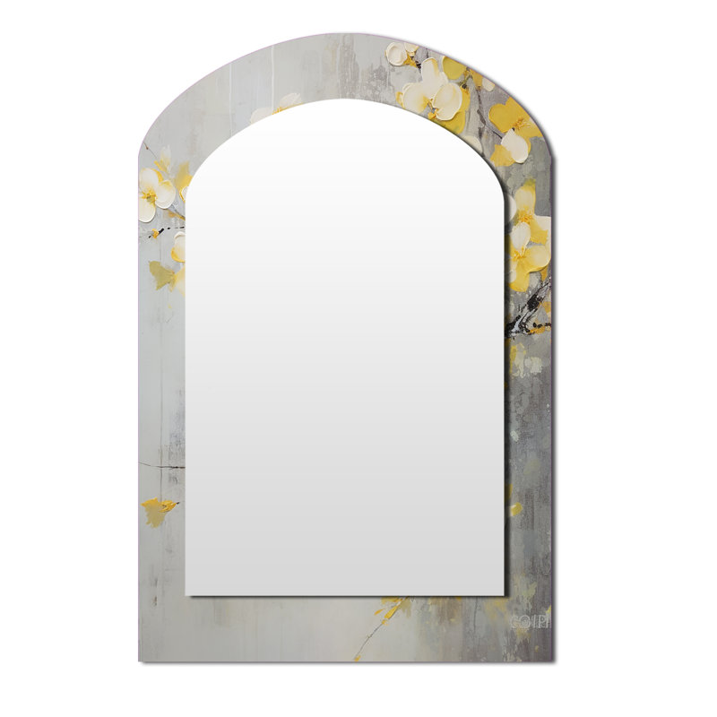Apple Blossom Harmony XV - miroir décoratif en forme de pomme, grand miroir mural asymétrique traditionnel, 43 po x 33 po
