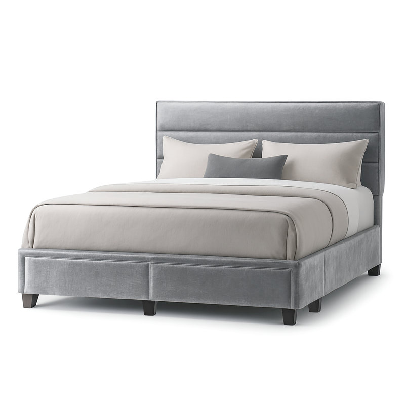 Wenger Upholstered Platform Storage Bed, Silver, Queen