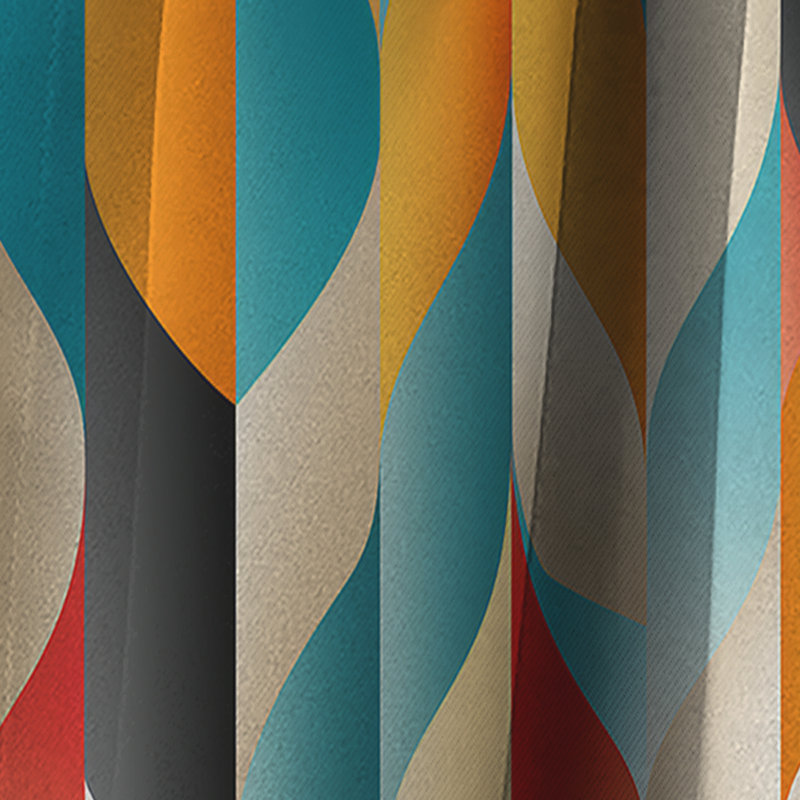 Rideau occultant orange et turquoise rétro Revival, L 52 po x L 108 po