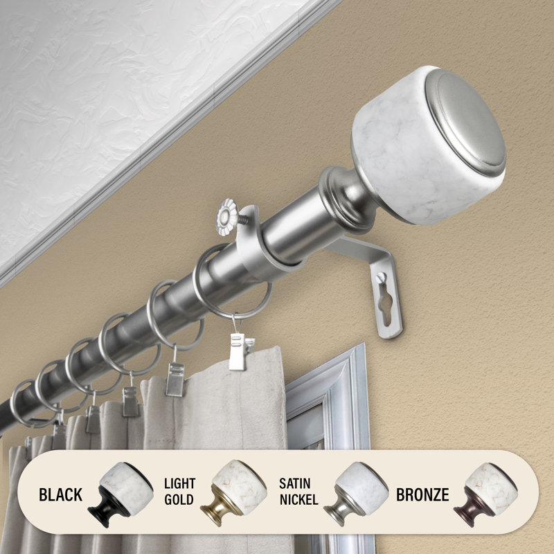 Tringle à rideaux simple Morton, H 3 po x l 120 po x P 3,63 po, Nickel satiné