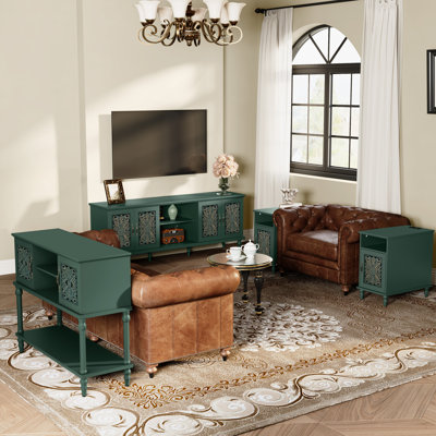 4-Piece Carved Wood Living Room Set