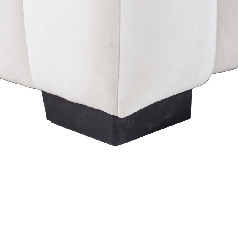 Channel Tufted Sofa Velvet Upholstered Modular Sofa, Left Hand Facing