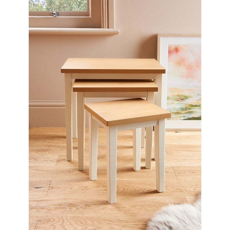 Eyanna Nesting Tables, White, Brown