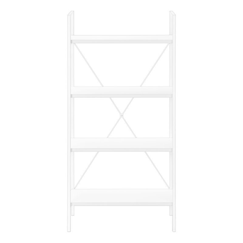 Tashyah 48 Inch Bookcase Etagere, 4 Tier Display Shelves, White Metal Frame, White