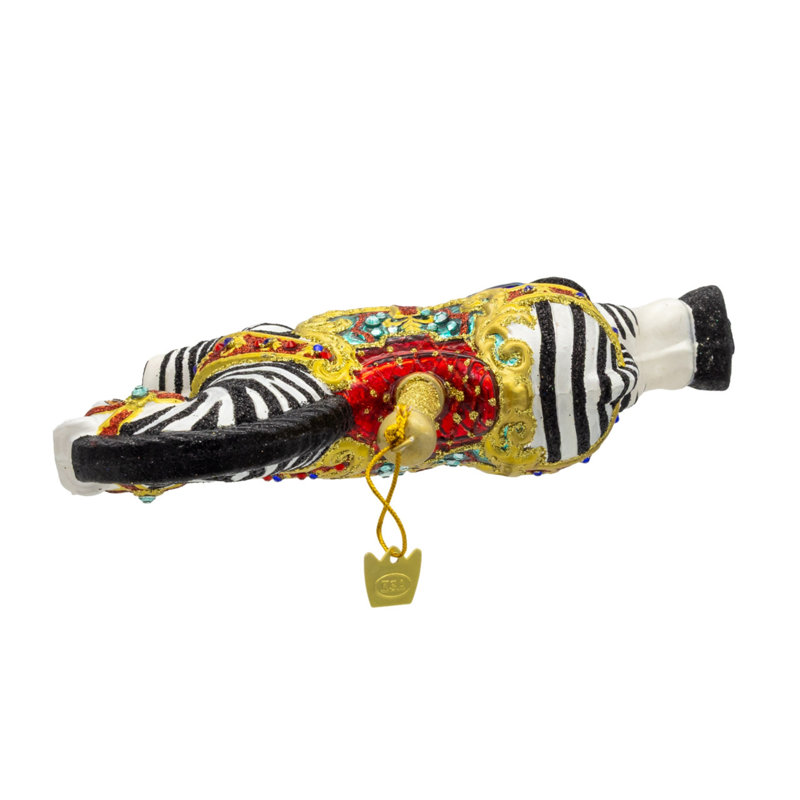 Ornement de carrousel zèbre de la collection Bellissimo Glass de Kurt Adler, 16,5 cm
