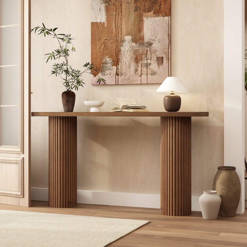 Gennari 55'' Fluted Solid Wood Console Table with Rectangular Tabletop