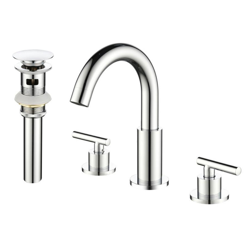 8 Inch 3-Hole Widespread Bathroom Faucet, 2-Handle Bathroom Sink Faucet With Drain Assembly, Matte Black, Lever Handle