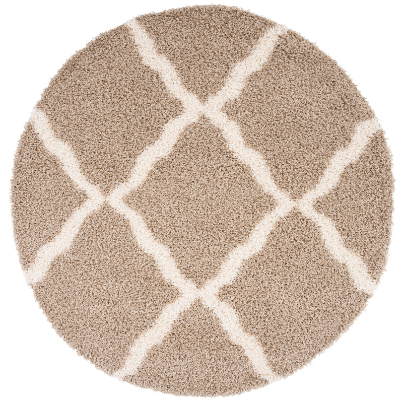 Lapidge Geometric Beige Area Rug, Round 6'