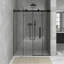 56 à 60 po X P 72 po H Porte de douche coulissante sans cadre au fini noir mat avec verre trempé transparent-117010676