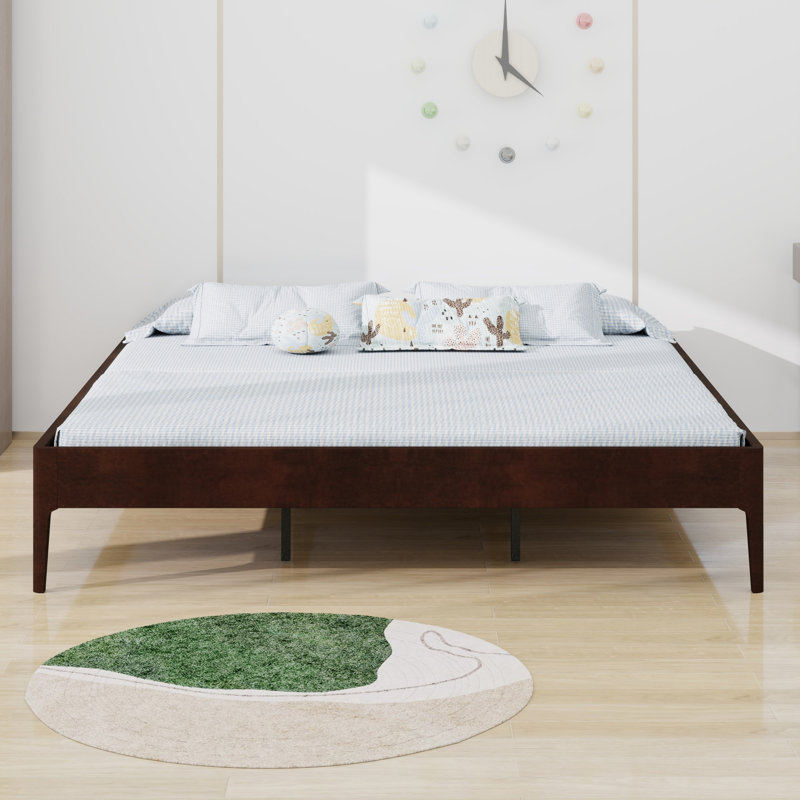 Modern Minimalist Platform Bed, Chocolate, King