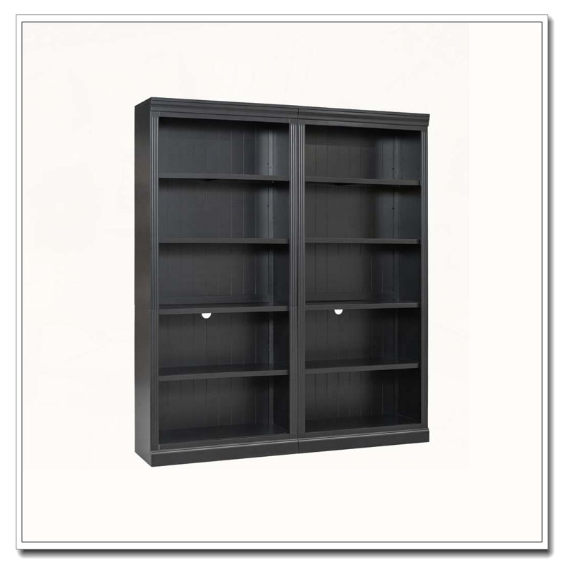 Bibliothèque de 83,4 po de hauteur avec bande lumineuse, bibliothèque décorative à 5 niveaux avec tablettes réglables, Noir