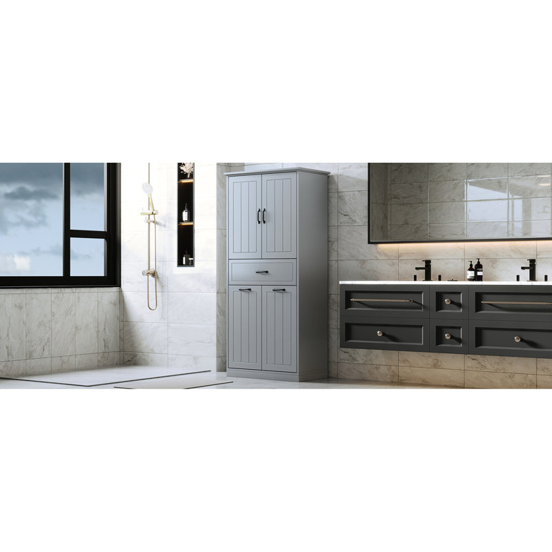 Armoire de rangement pour salle de bain - avec 2 salles de lavage. Qualité, peint. Tablette et armoire réglables. Portes-tiroirs pour des meubles fiables à long terme.