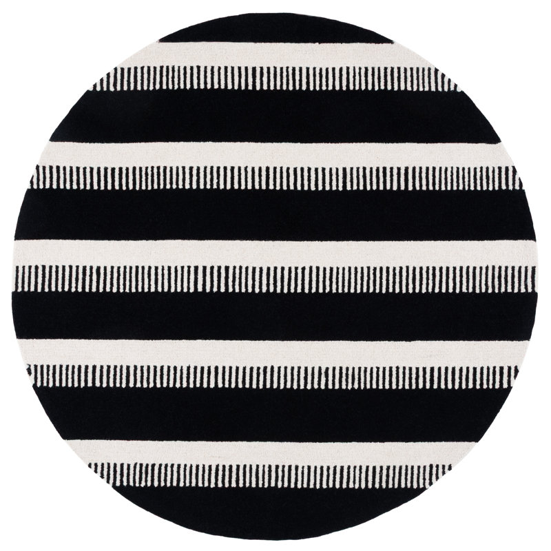 Genre 153 Hand Tufted Wool Pile Striped Rug, Round 6'