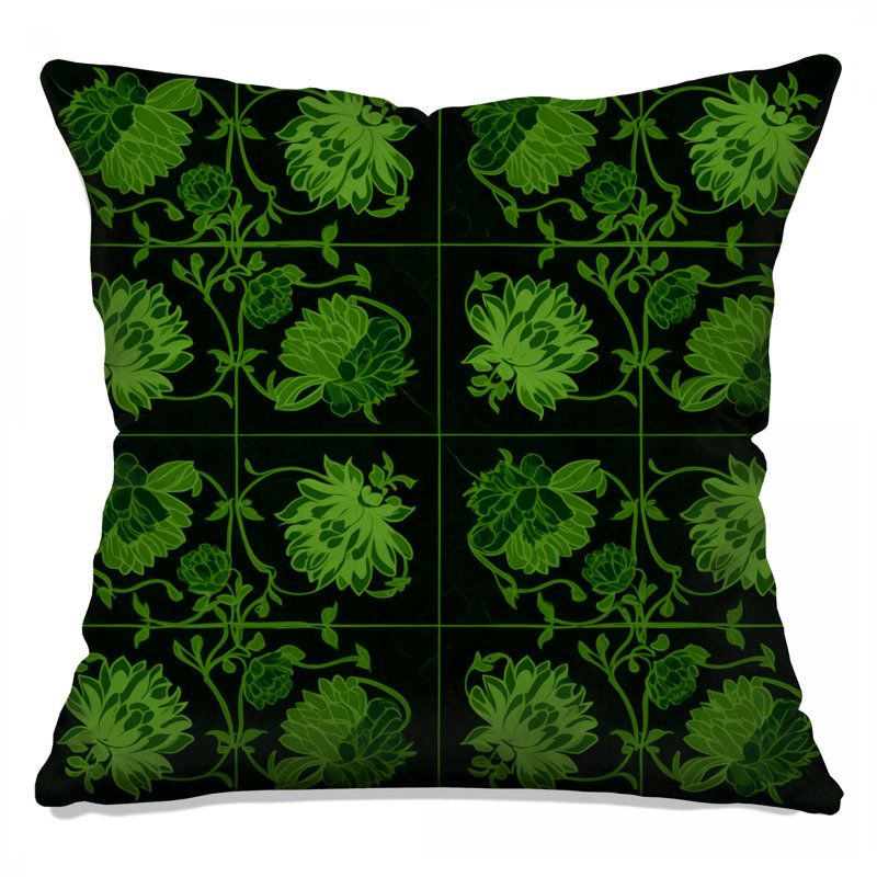Coussins décoratifs vert à motif floral, 26 x 26 pouces