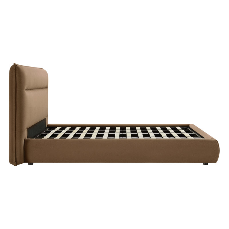 Micah Upholstered Platform Bed, King, Brown