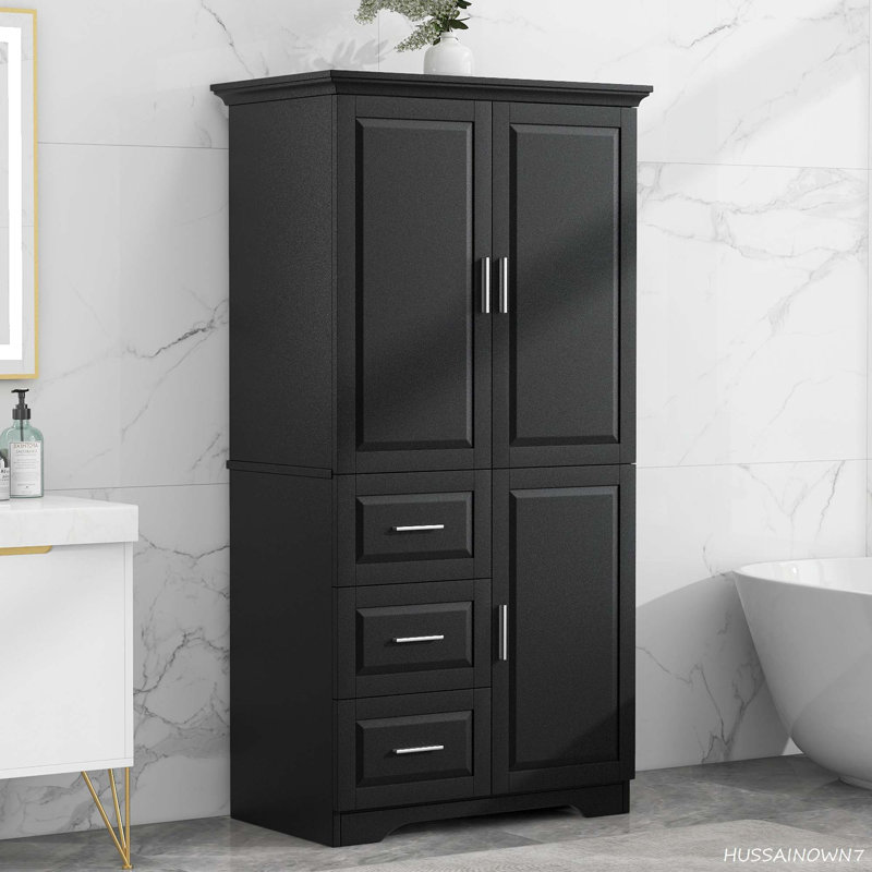 Armoire de salle de bain Matthaios, Noir