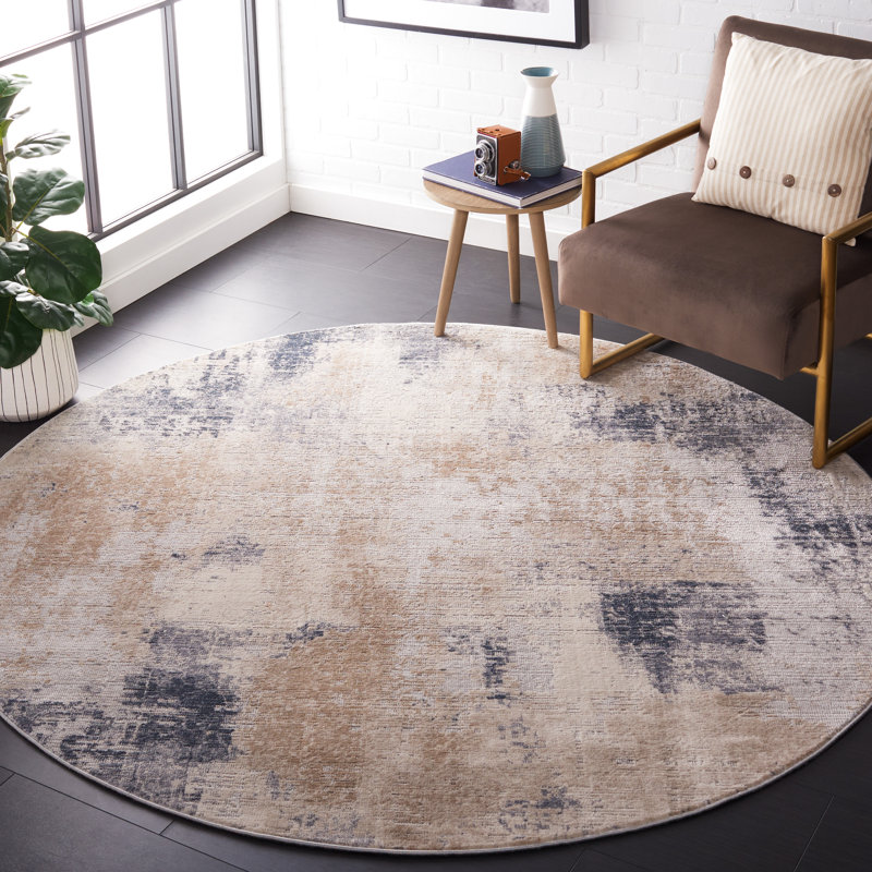 Tapis beige / bleu Kulig 212, Rond 6 pi 7 po