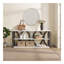 Console industrielle à 3 niveaux, 70,87 pouces, table d'entrée étroite, longue table de rangement avec entrée, salon, vestibule, couloir, blanc.-351738530