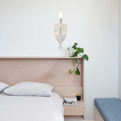 Applique murale en cristal avec gouttes en cristal K9, lampe murale de style bohémien moderne pour salle de bain, chambre à coucher, éclairage de salon, douille E12 (ampoule non incluse)