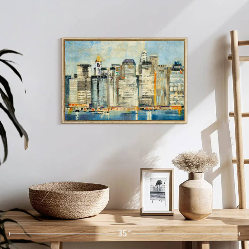 Horizon au bord de l'eau, 19 po x 13 po, Cadre flottant en bois naturel