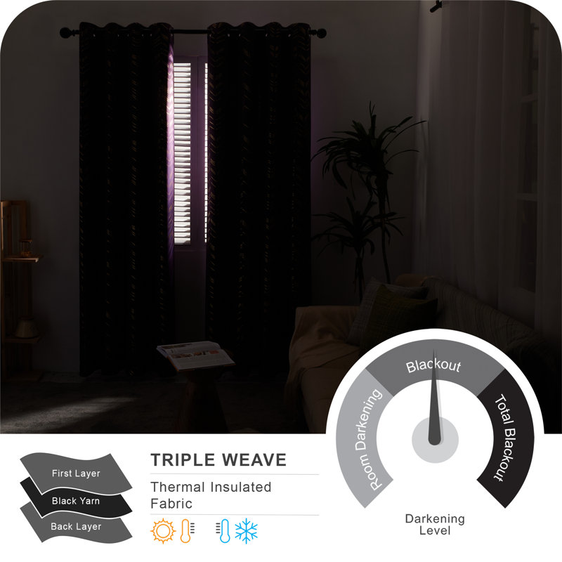 Abrahamsen Blackout Curtain Pair, Purple Grape, 46cm Width x 229cm Drop