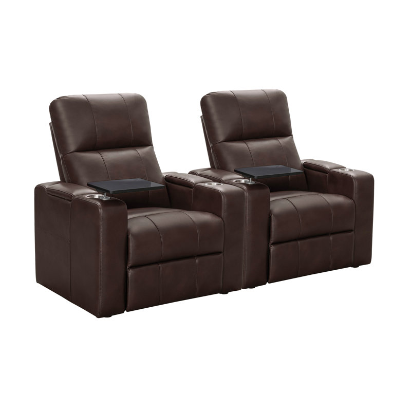 Fauteuil inclinable électrique avec 1 table, brun (ensemble de 2)