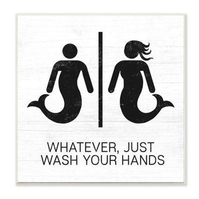 «Just Wash Your Hands Mermaid Bathroom Sign» par Daphne Polselli - impression d'art graphique