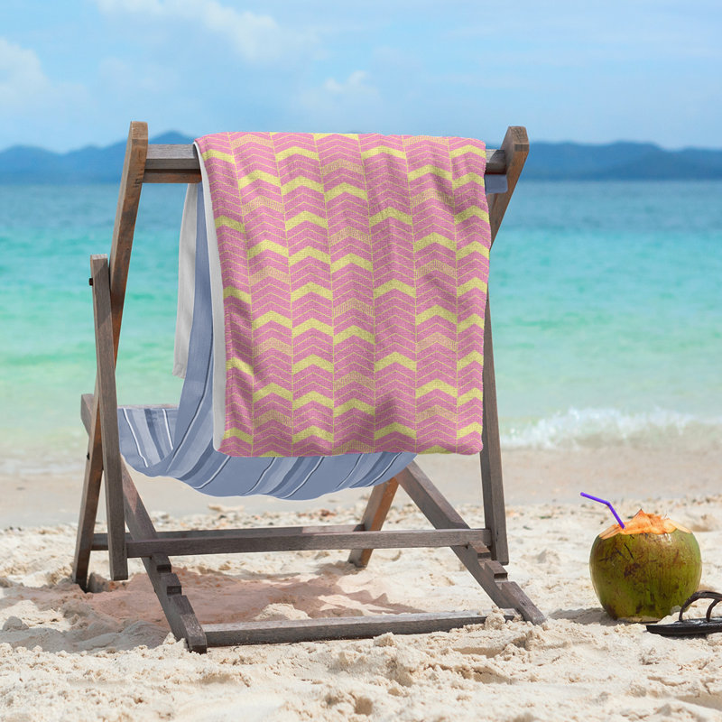 Stephenie Beach Towel, Pink/Mustard Yellow