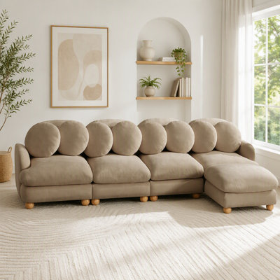 Canapé modulaire modulaire avec revêtement en chenille et repose-pieds mobile