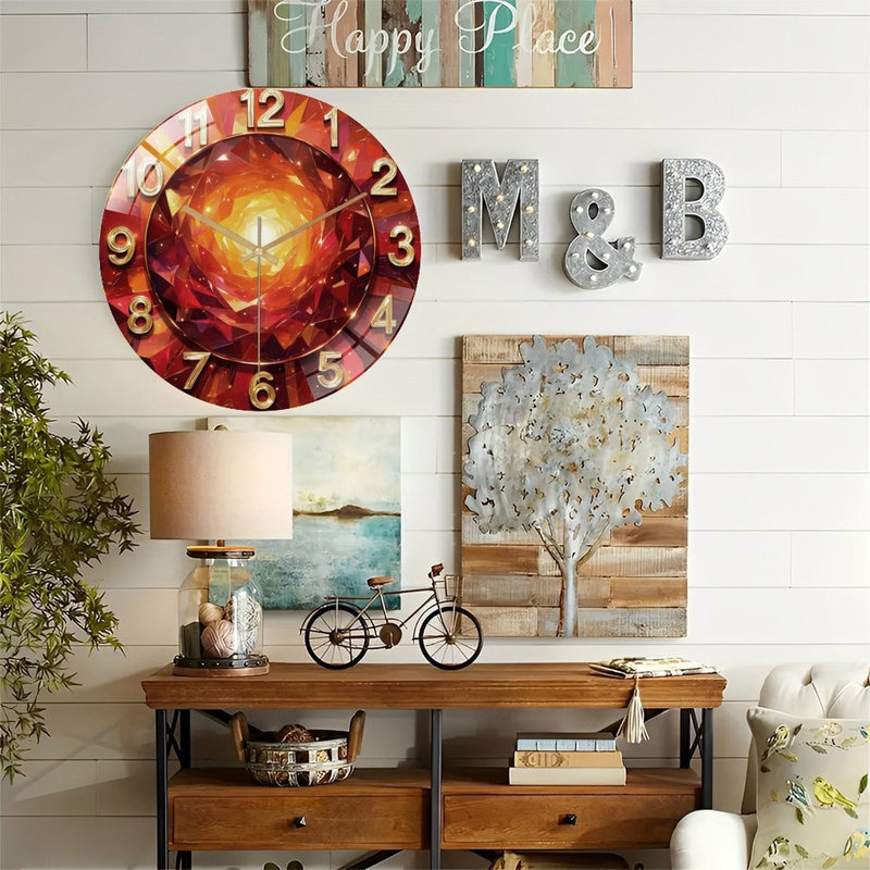 Horloge murale en cristal 12 po