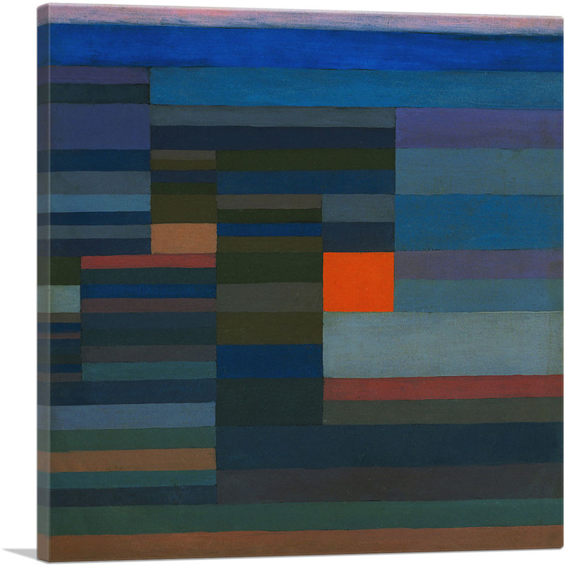«Fire in The Evening 1929» par Paul Klee - reproduction d'art sur toile tendue, H 12 po x l 12 po x P 0,75 po