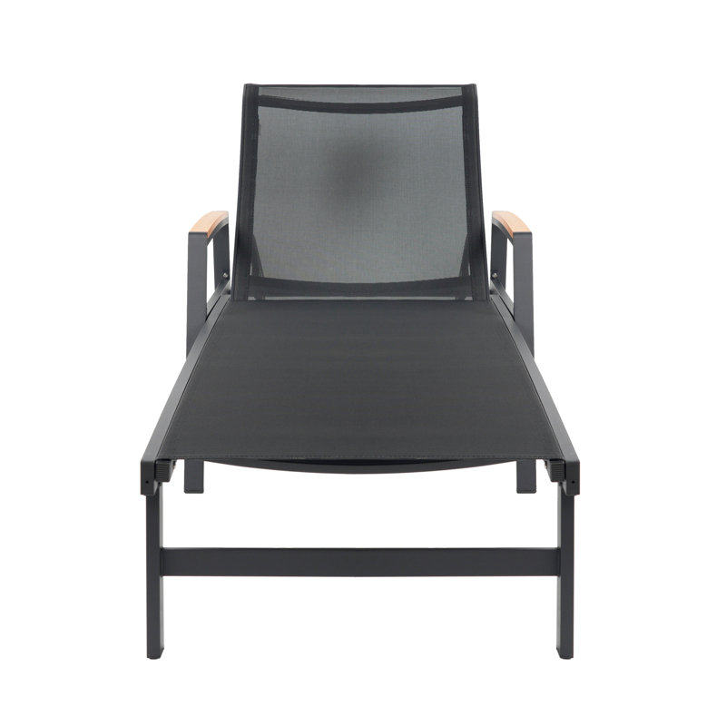 Chaise longue en filet Alfredo, Noir/naturel