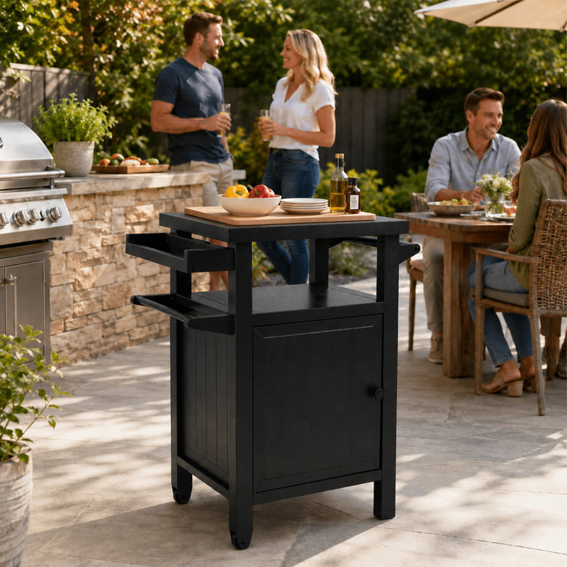  Chariot / bac de rangement pour barbecue, chariots de rangement pour l'extérieur avec roulettes L 23,5 po x l 20,31 po x H 35,51 po (2 roues)