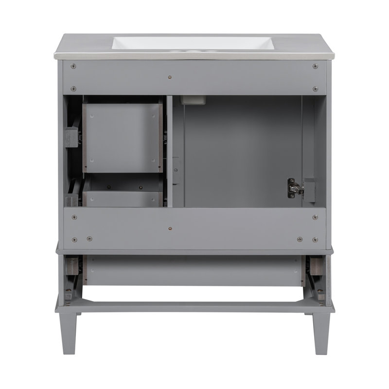 Ensemble de meuble-lavabo 30 po, ensemble d'armoire de salle de bain avec lavabo, armoire de rangement avec porte à fermeture douce et 3 tiroirs