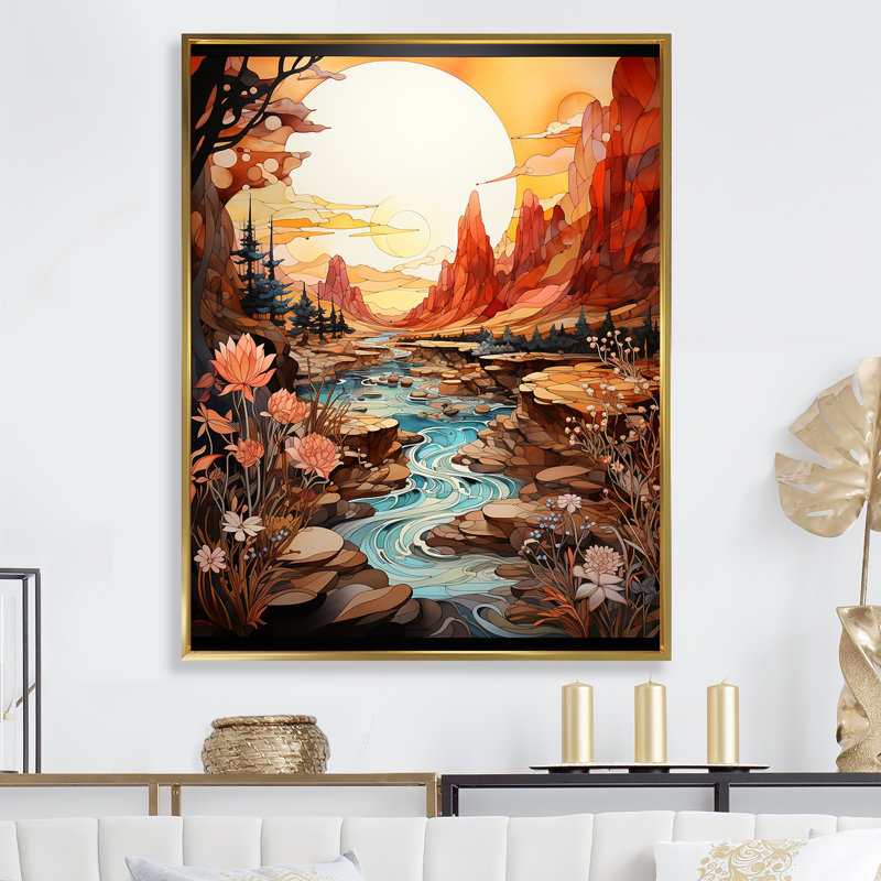 Paysage amérindien Navajo II, Cadre flottant doré, 40" H x 30" W