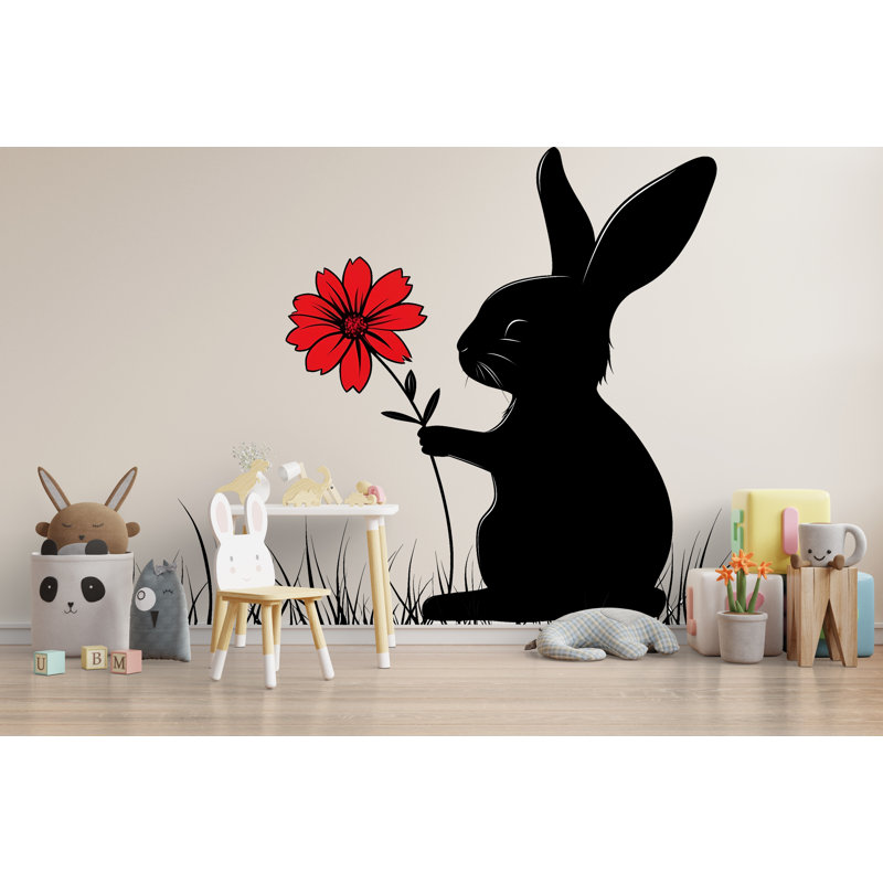 Art mural lapin, pépinière de lapin, art mural animal minimal 168Mv, H 24 po x l 13 po