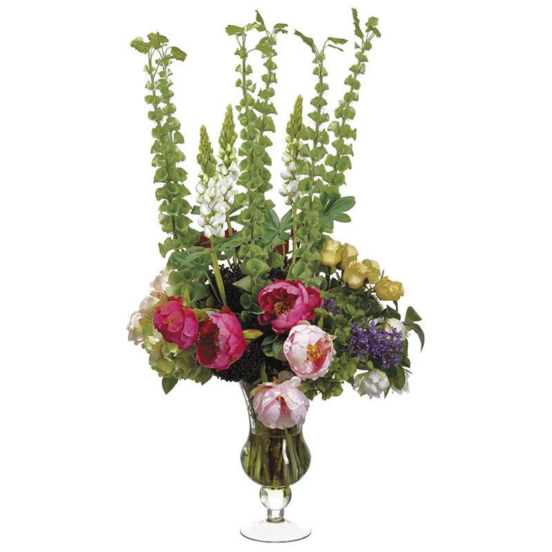 43Hx22wx26"L ROSE/PEONY IN GLA