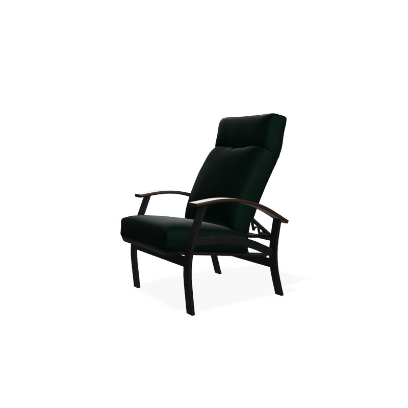 Chaise de patio inclinable avec coussins Askar, Toile Sunbrella® vert forêt, Kona P10, Noir texturé