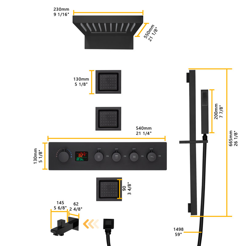 Thermostatic All-In-One Kit with Rough in-Valve, Matte Black