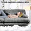 Luxury Modular Sectional Sofa Couch, Oversized L Shaped Cloud Couch For Living Room, Deep Seat With Convertible Ottoman, Chenille Grey