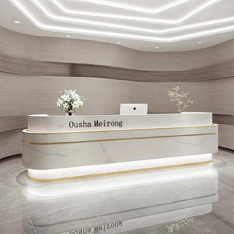 Aurelea Rectangle Manufactured Wood Reception Desk, 60cm H x 200cm W x 100cm D