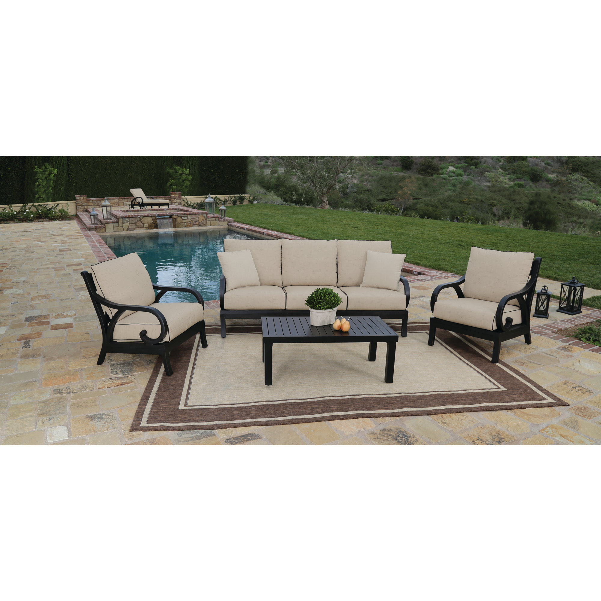 Monterey 81" Wide Outdoor Patio Sofa with Sunbrella® Cushions, Linen Stone Sunbrella®